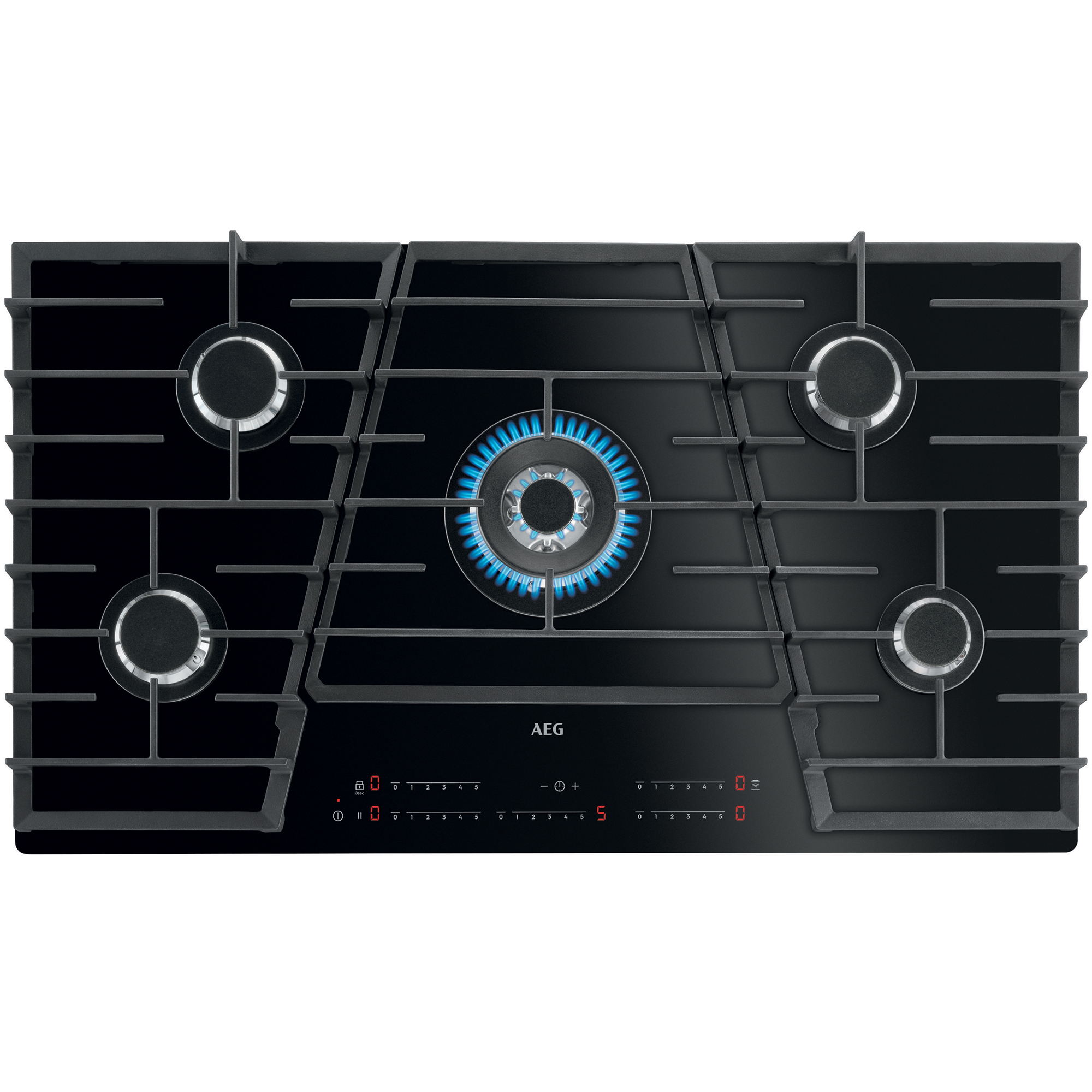 AEG 90cm TouchSure 5 Burner Gas On Ceramic Glass Cooktop HVB95450IB Signature Appliances