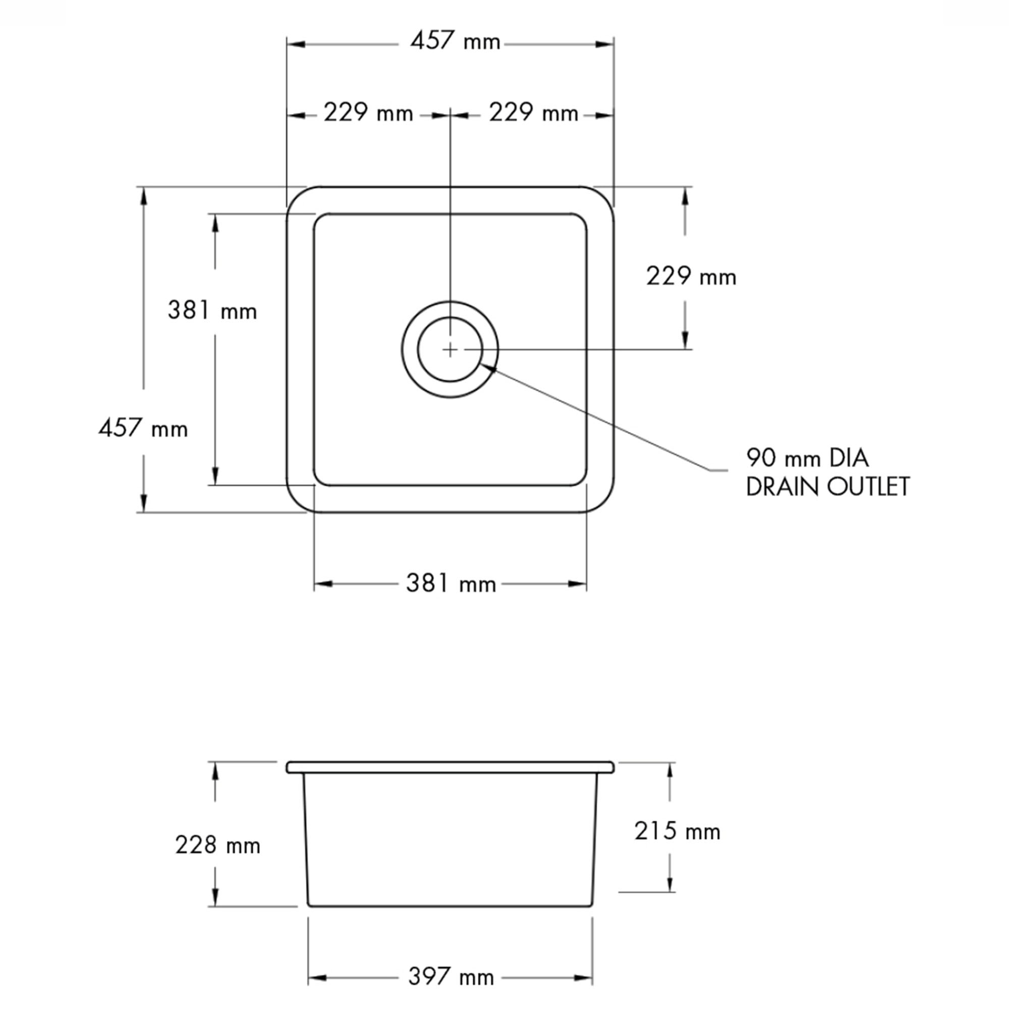 Turner Hastings Cuisine 46x46 Inset / Undermount Fireclay Sink CU46FS