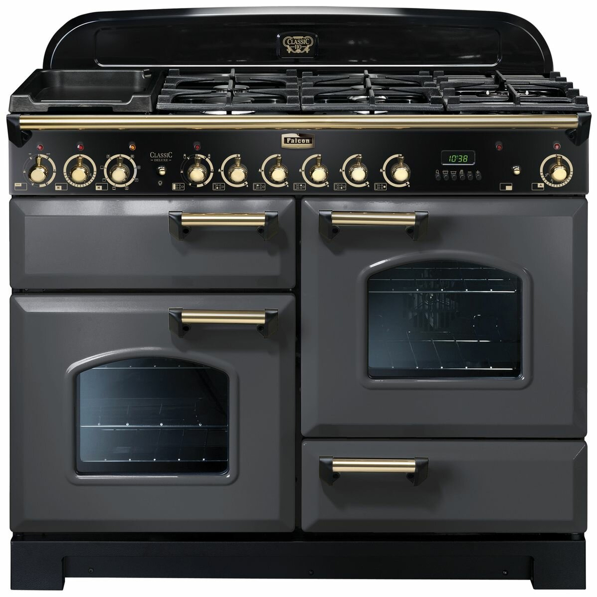Falcon Classic Deluxe 110cm Dual Fuel Upright Cooker Slate/Brass