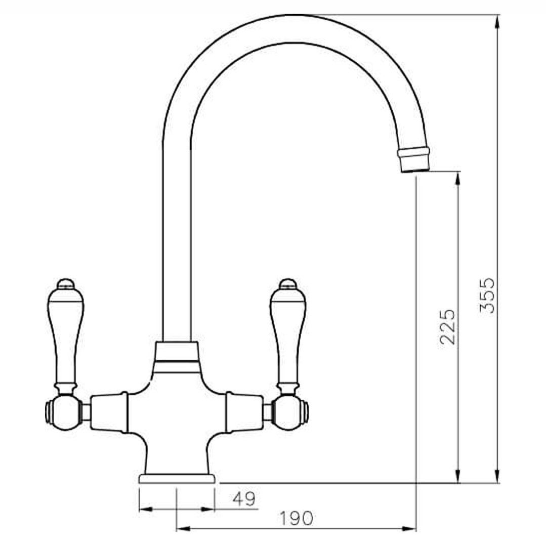 Turner Hastings Ludlow Double Mixer Tap - Brushed Brass LU103DM-BB