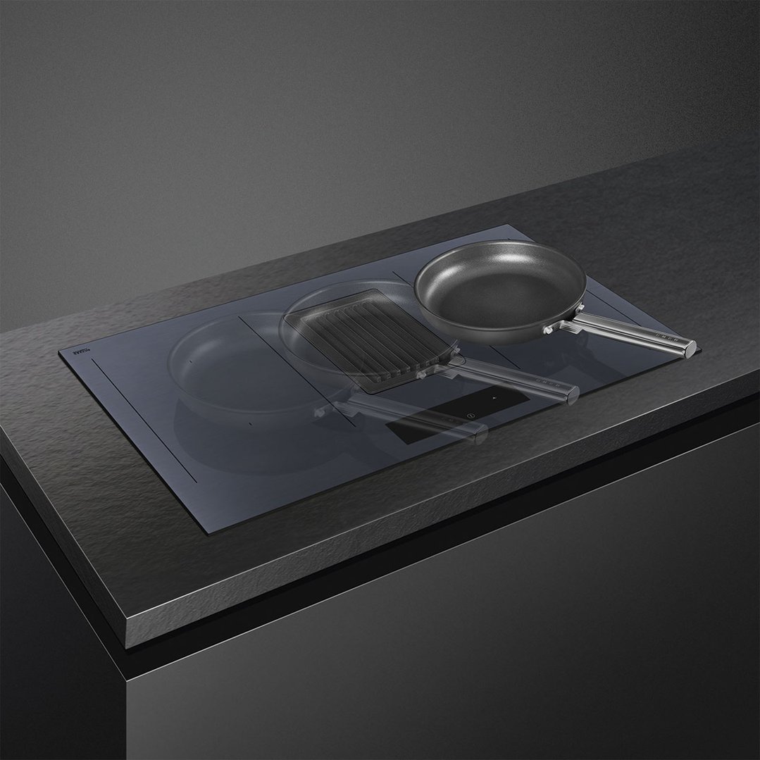 Smeg Linea 83cm Integrated Induction Cooktop with AutoVent 2.0 - Neptune Grey HOBD182DG