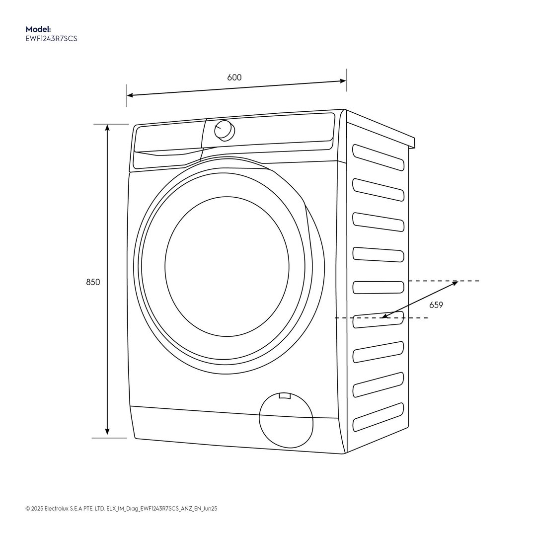 Electrolux 12kg UltimateCare 700 Front Load Washing Machine Dark Onyx EWF1243R7SCS