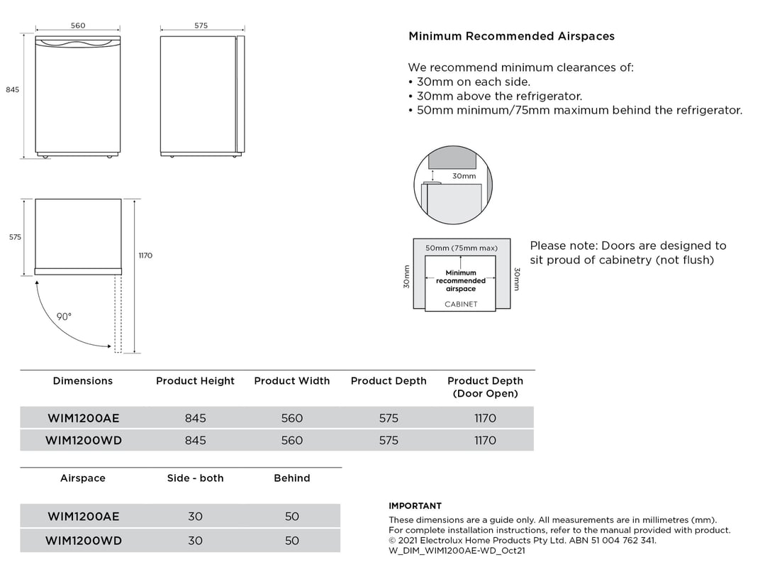 Westinghouse 120L Bar Fridge Arctic Silver WIM1200AE