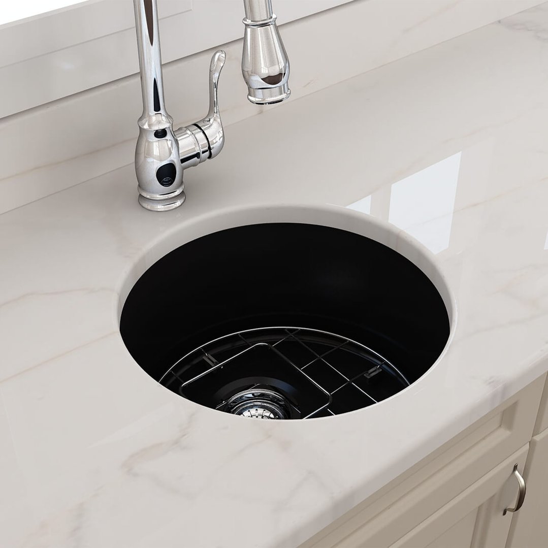 Turner Hastings Cuisine Round 47 Inset / Undermount Fine Fireclay Matte Black Sink CUR47FS-MB