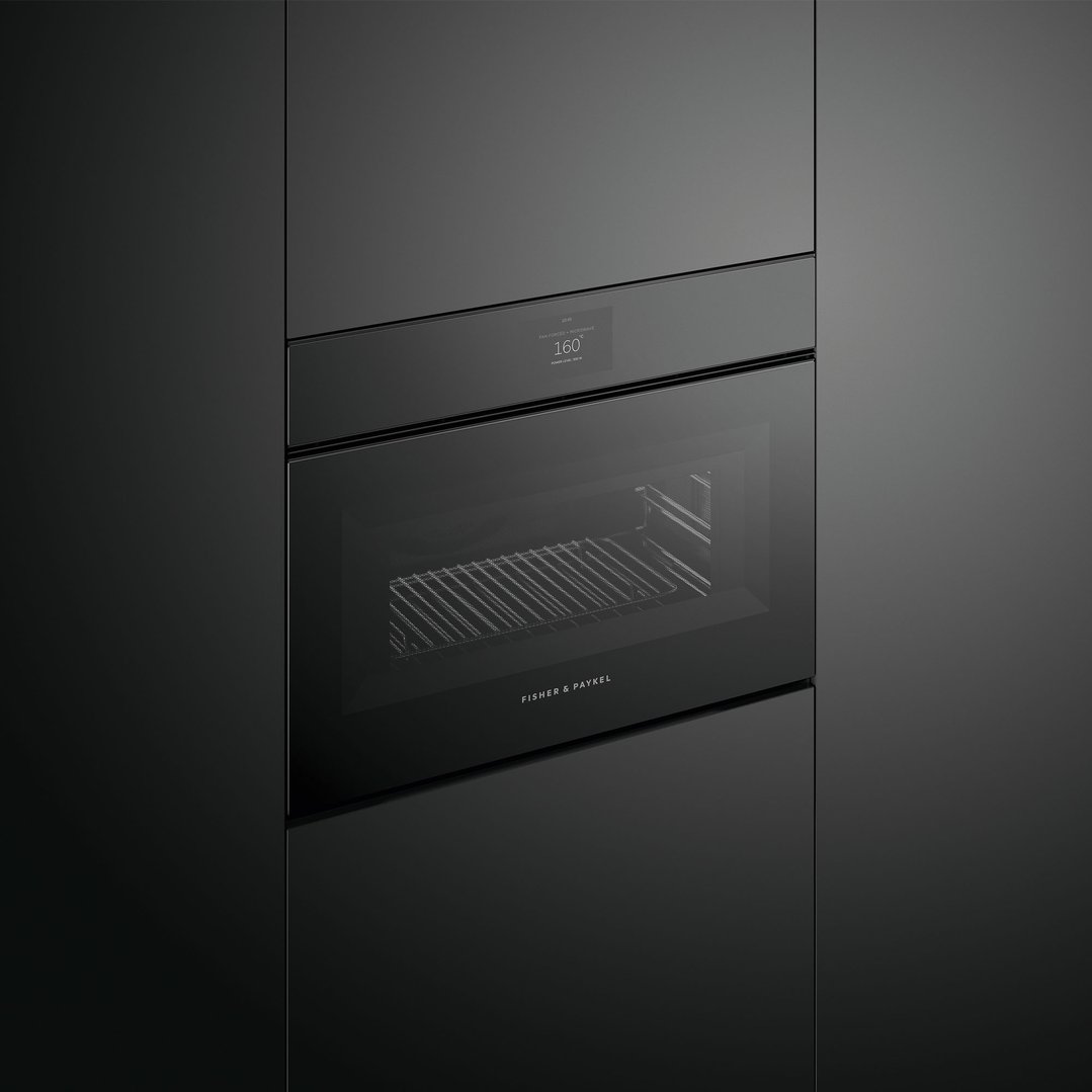 Fisher & Paykel 60cm Series 9 Minimal Handleless Compact Combi-Microwave Oven OM60NMTNB1