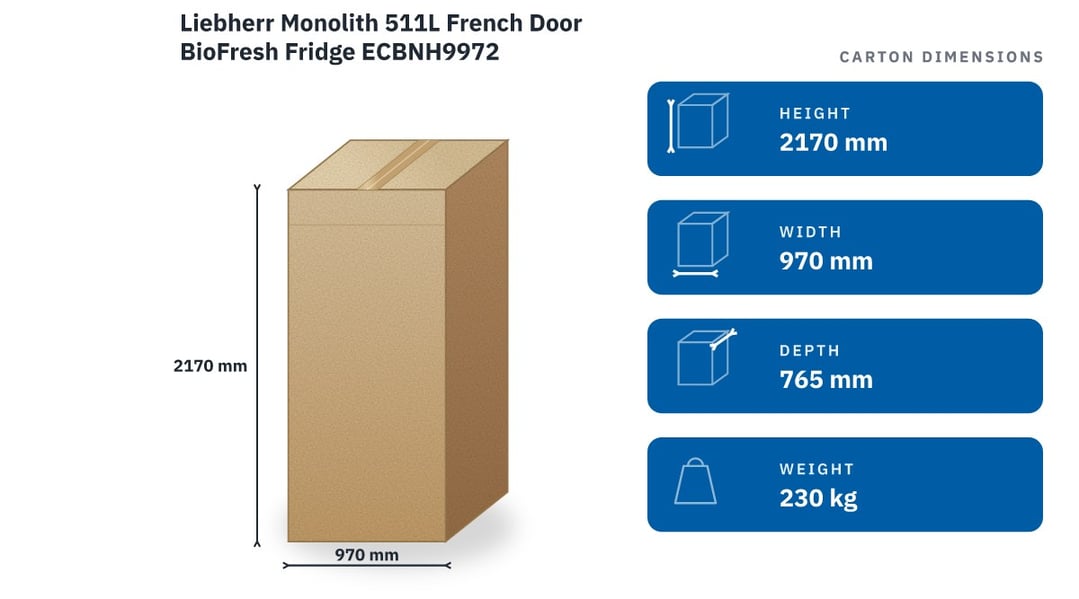 Liebherr Monolith 511L French Door BioFresh Fridge ECBNH9972