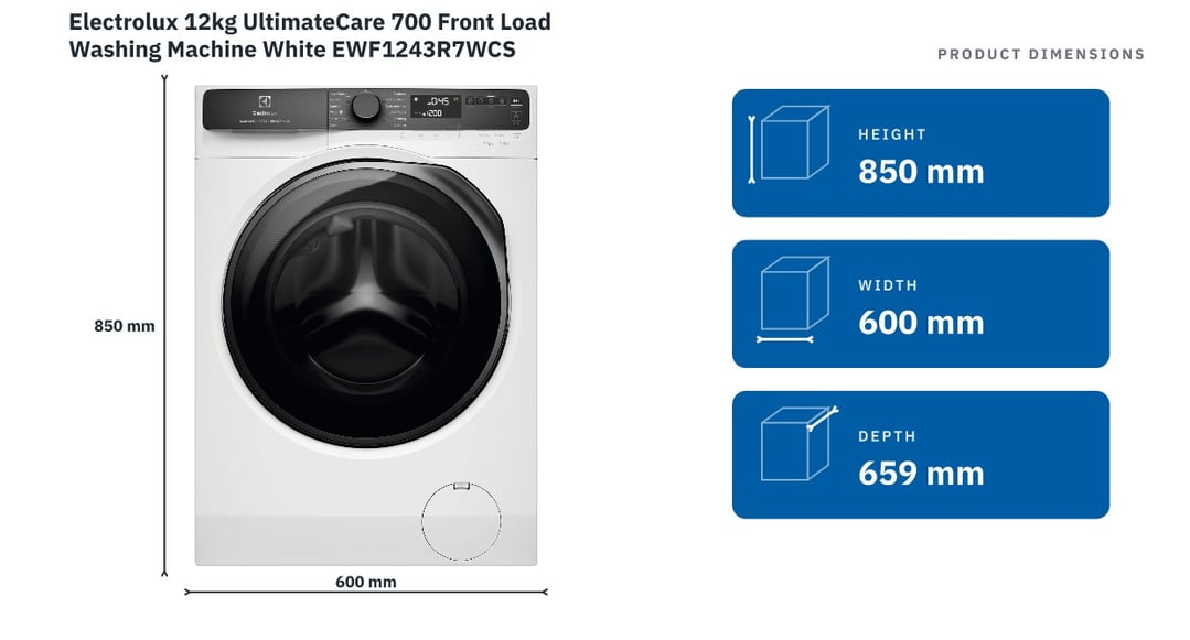 Electrolux 12kg UltimateCare 700 Front Load Washing Machine White EWF1243R7WCS
