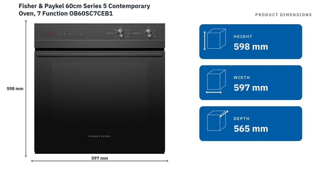 Fisher & Paykel 60cm Series 5 Contemporary Oven, 7 Function OB60SC7CEB1