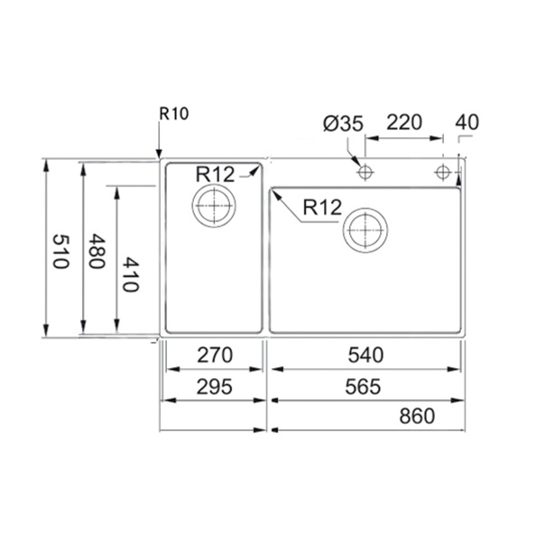Franke Box Centre Sink BWX220-5427SBL