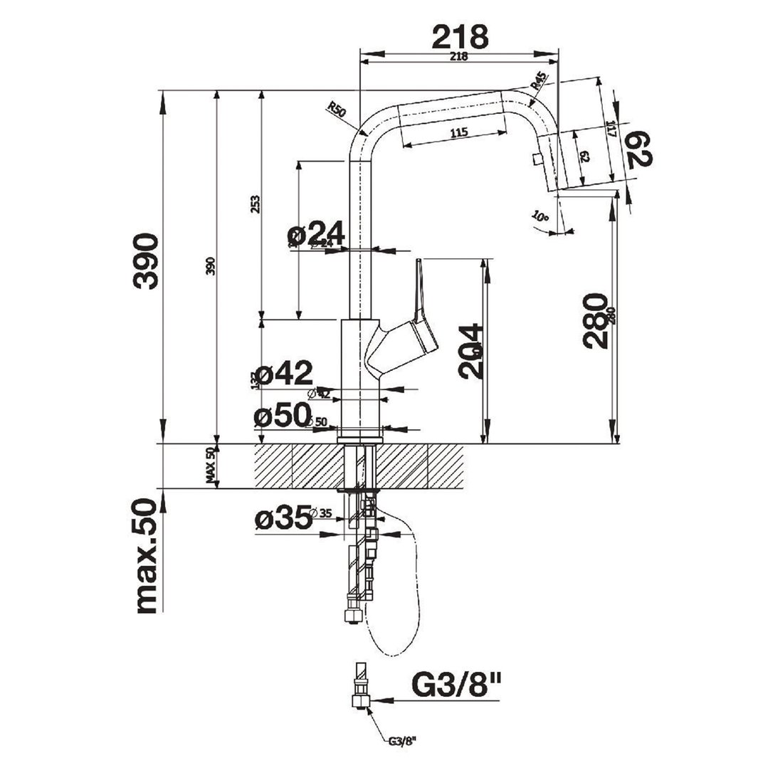 High Arch Pull Out Tap JURENAS Signature Appliances