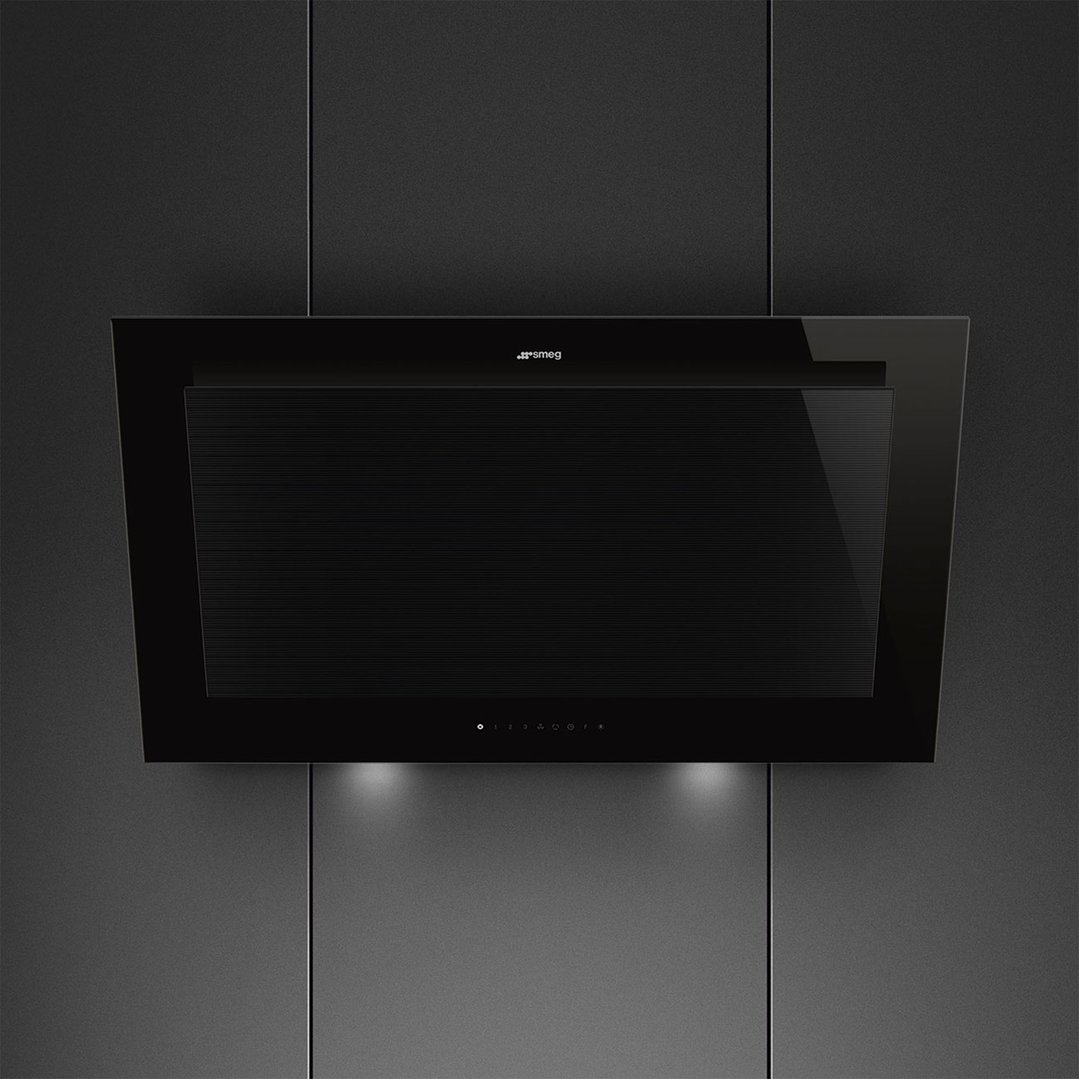 Smeg Linea 90cm Vertical Rangehood - Midnight Black KV194B3