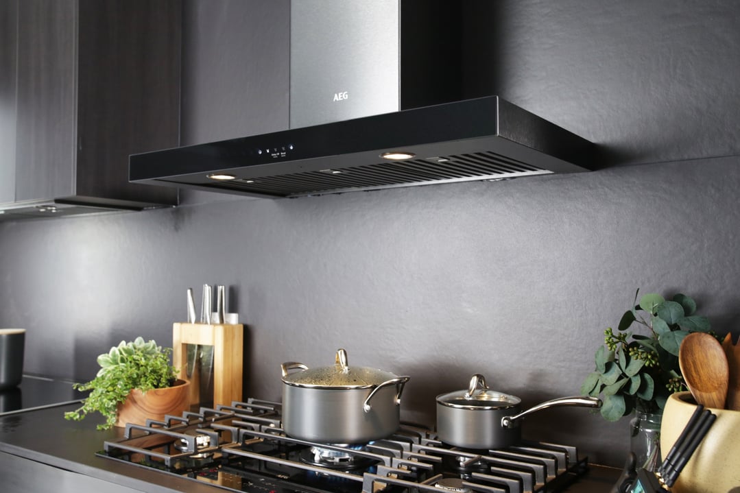 AEG 90cm Canopy Rangehood - Dark Stainless DBE7980HB