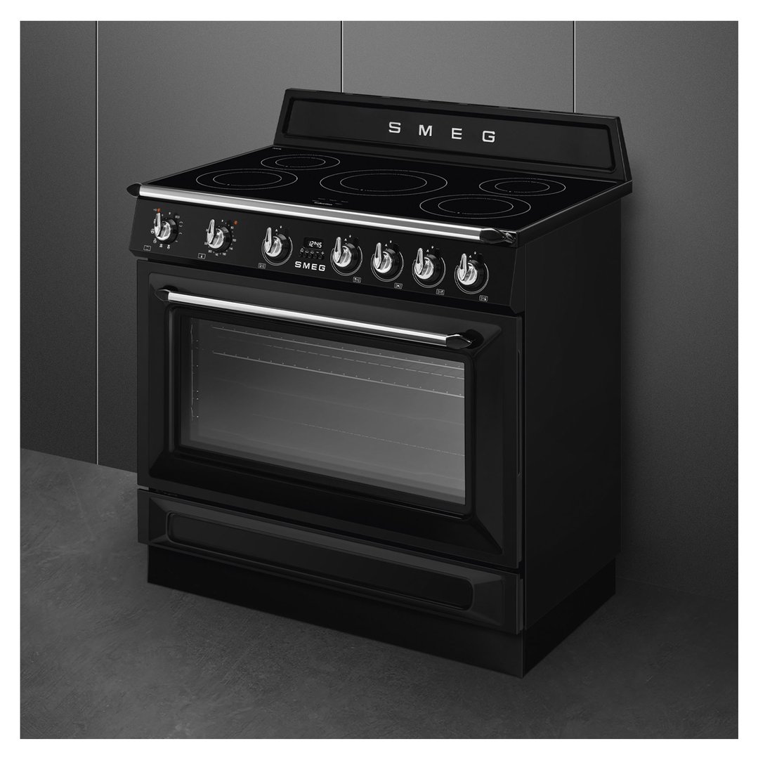 Smeg 90cm Victoria Aesthetic Cooker with Induction Hob Black TR90IPBL
