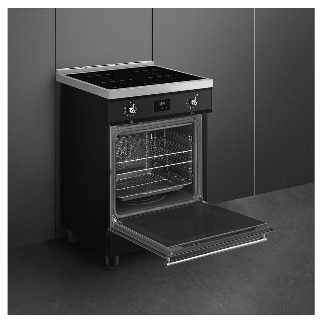 Smeg 60cm Classic Pyrolytic 4 Zone Induction Freestanding Cooker - Gloss Black C6IPBLT2