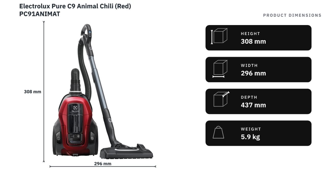 Electrolux Pure C9 Animal Chili (Red) PC91ANIMAT — product dimensions