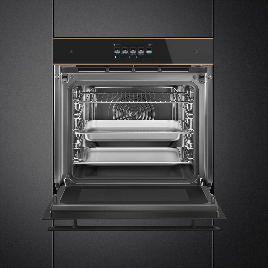 Smeg 60cm Dolce Stil Novo OmniChef Oven - Black Glass with Copper Trim SOA6606WAPNR
