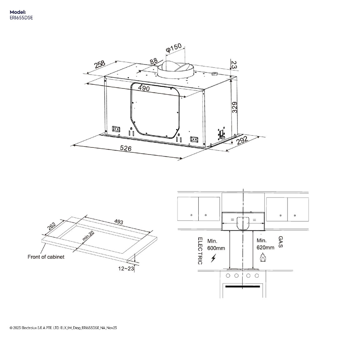 Electrolux 52cm Integrated Rangehood in Dark Stainless Steel ERI655DSE