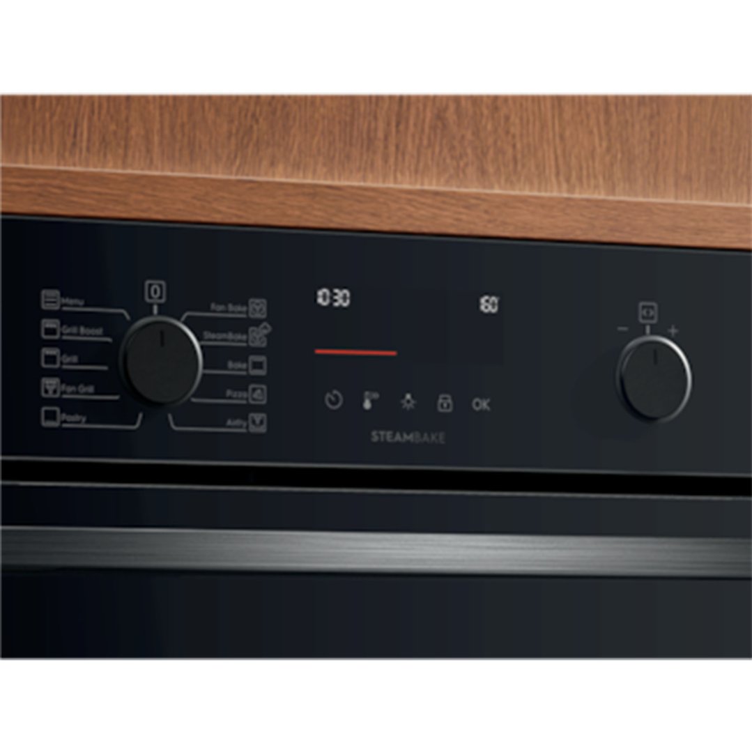 Electrolux 60cm Pyrolytic Oven with SteamBake, Black - 600 Series EVEP6515DF