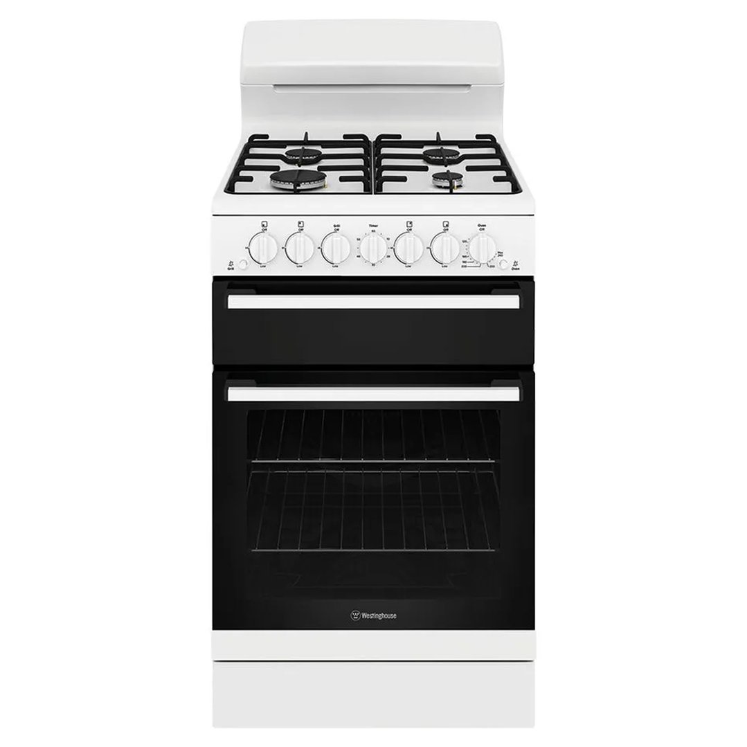 Westinghouse 54cm Freestanding Gas Oven and Gas Cooktop White