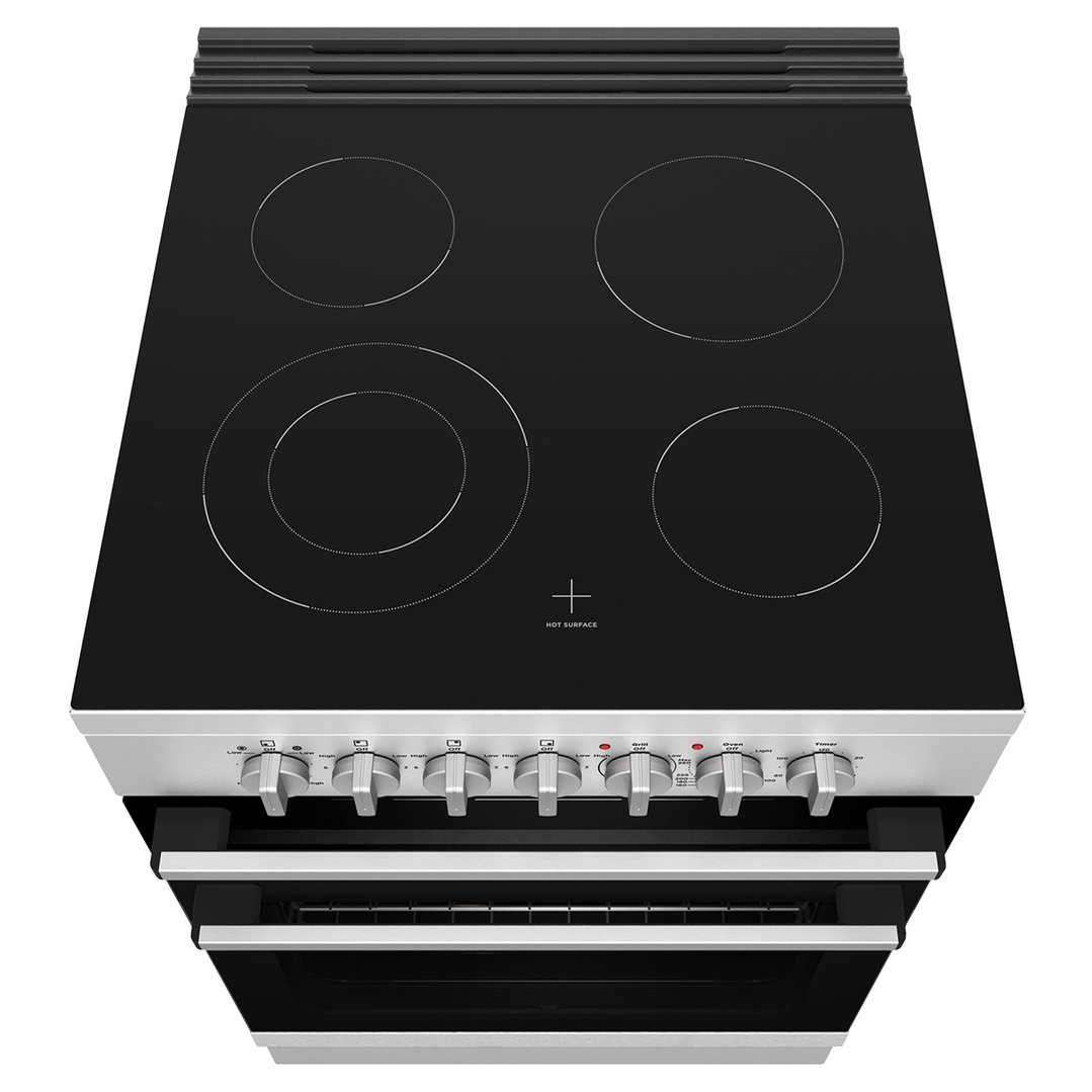 Westinghouse 60cm freestanding electric oven and ceramic cooktop, stainless steel. WFE642SCB