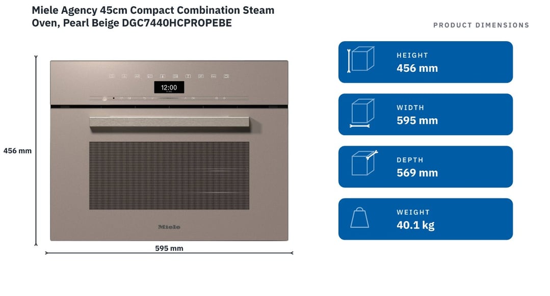 Miele 45cm Compact Combination Steam Oven, Pearl Beige DGC7440HCPROPEBE