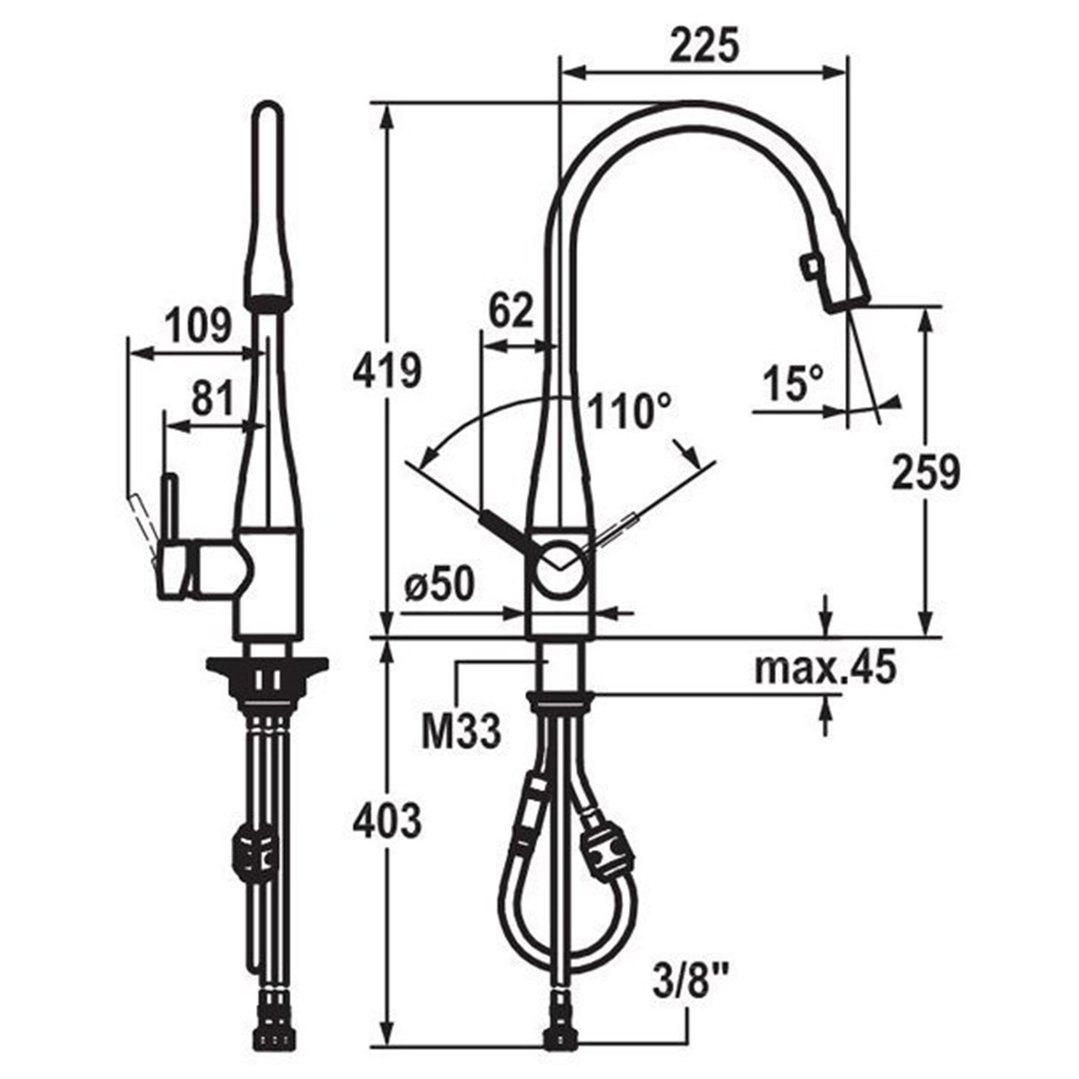 KWC Eve Pull-Out Mixer Tap with Light - Stainless Steel 10121103700