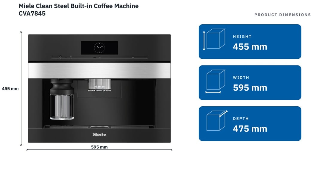 Miele Clean Steel Built-in Coffee Machine CVA7845 — product dimensions