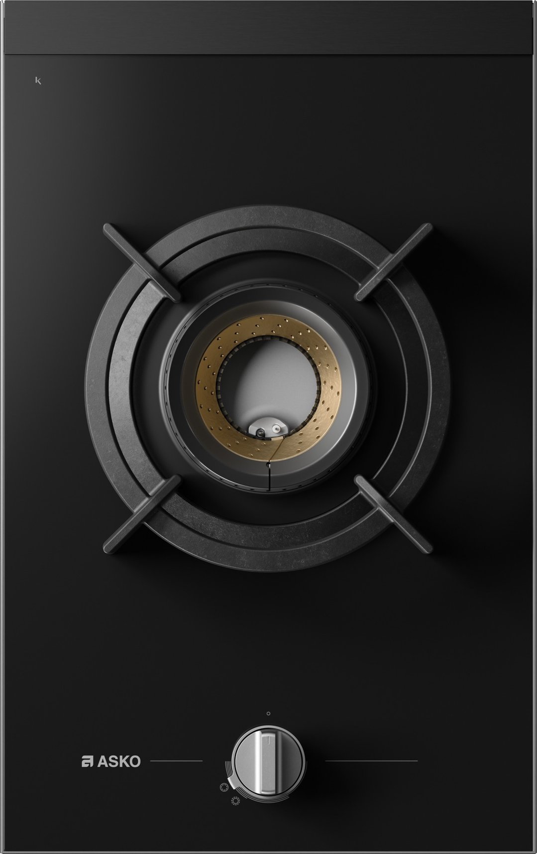 Asko 33cm Hob Gas 1 Burner Volcano Cooktop Black Glass HG8313BGD1