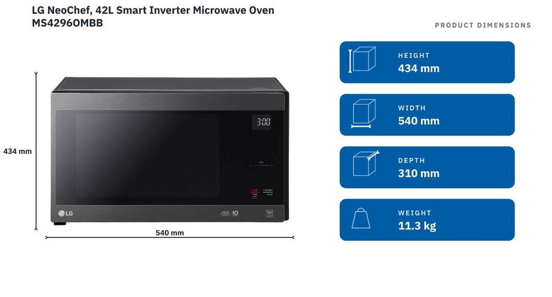 LG NeoChef, 42L Smart Inverter Microwave Oven MS4296OMBB