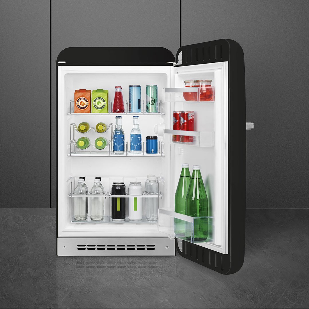 Smeg FAB 10 50's Style Retro Refrigerator, Happy Bar, Right Hand - Black FAB10HRBL5AU