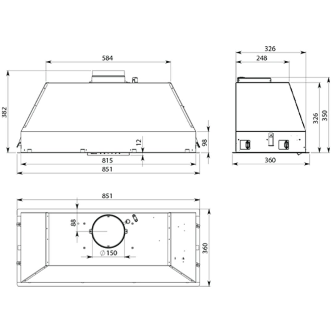 Falmec 90cm Siena+ 90 Deep Under Cupboard Rangehood FP3SND90S2