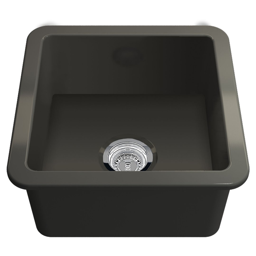Turner Hastings Cuisine 46x46 Inset / Undermount Fireclay Sink Matte Black with Overflow CU46FS-MB-OF