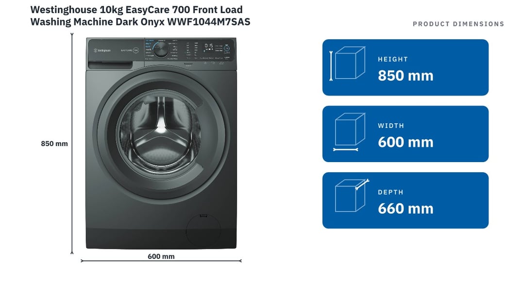 Westinghouse 10kg EasyCare 700 Front Load Washing Machine Dark Onyx WWF1044M7SAS