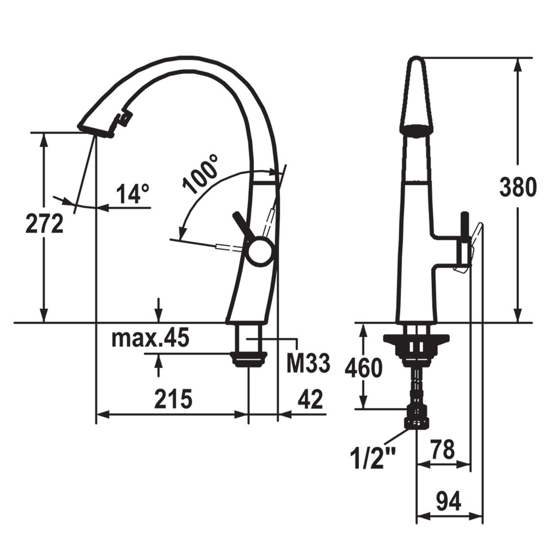 KWC Zoe Pull-Out Tap with Spray and Light - Matte Black 10201122176