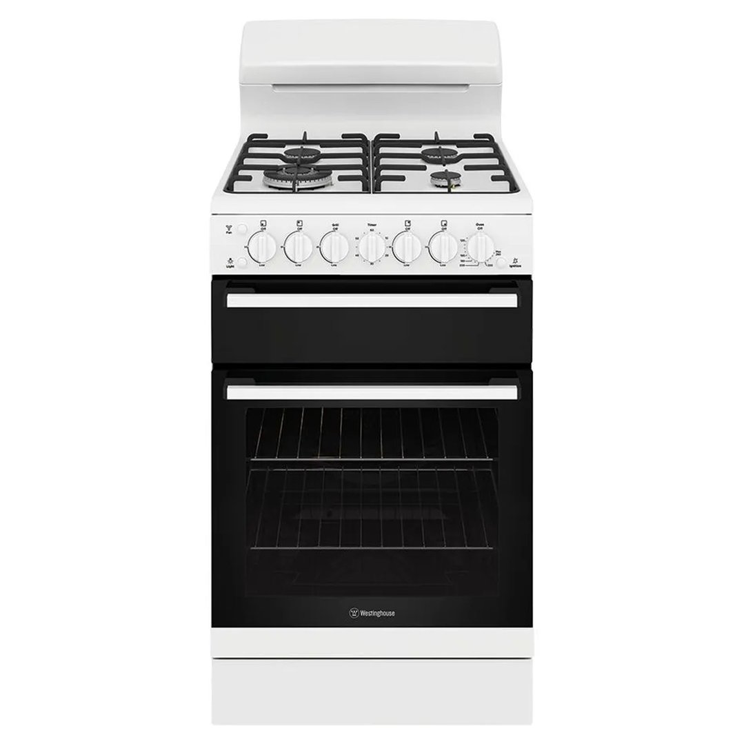 Westinghouse 54cm Freestanding Gas Oven and Gas Cooktop White