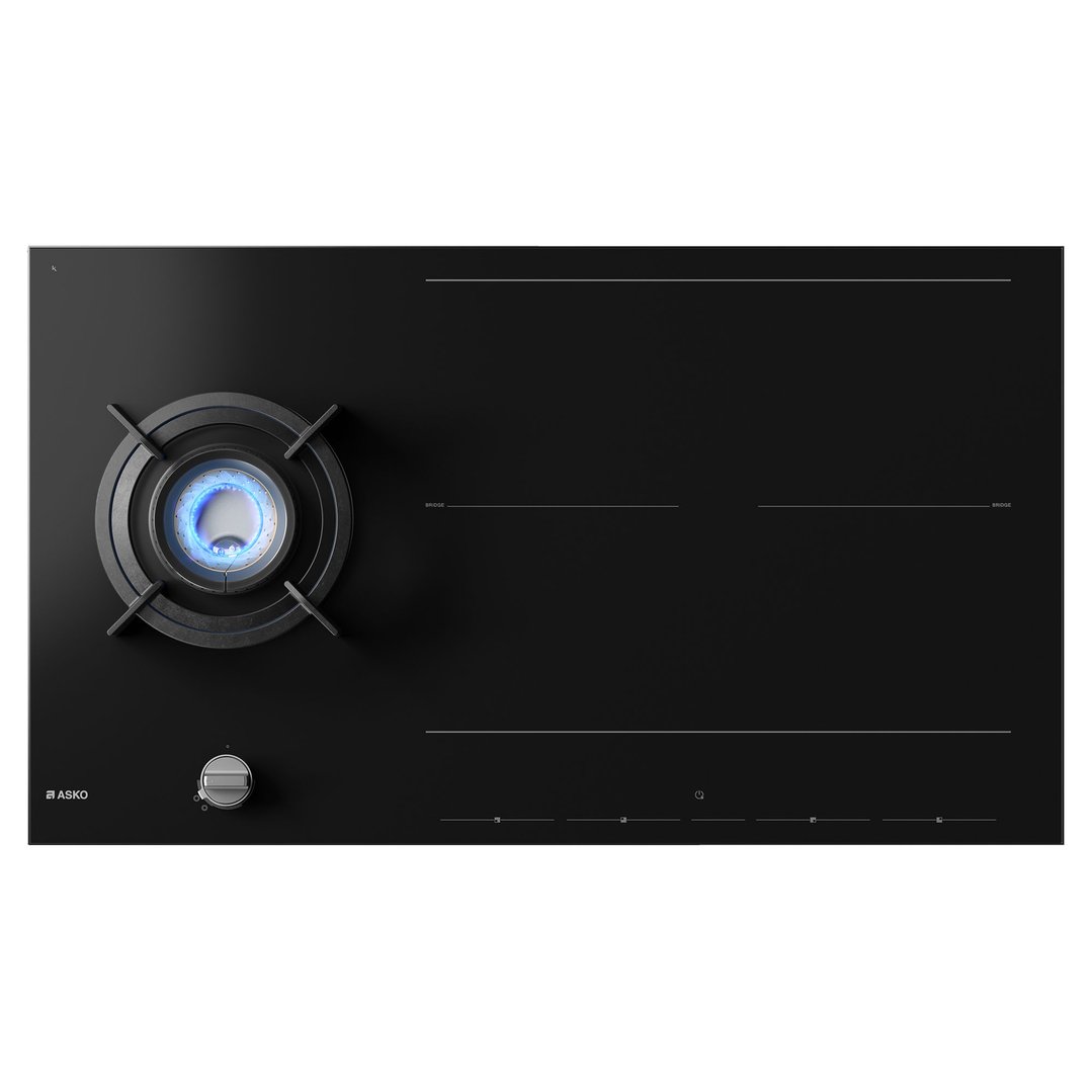 Asko 90cm Duo Fusion Combined Gas & Induction Cooktop - Black HIG89524BGD1