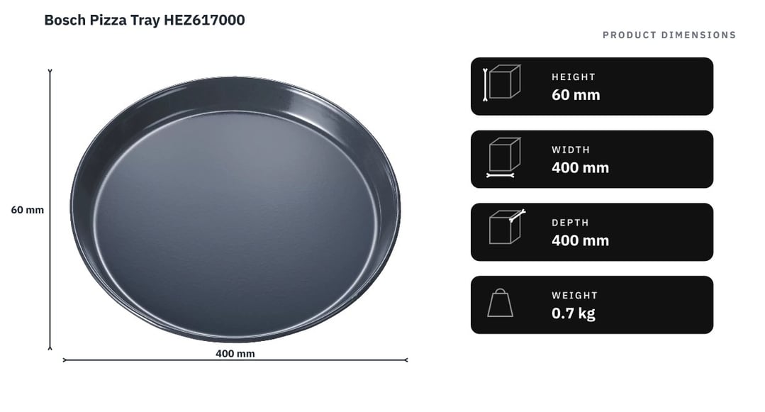 Bosch Pizza Tray HEZ617000 — product dimensions