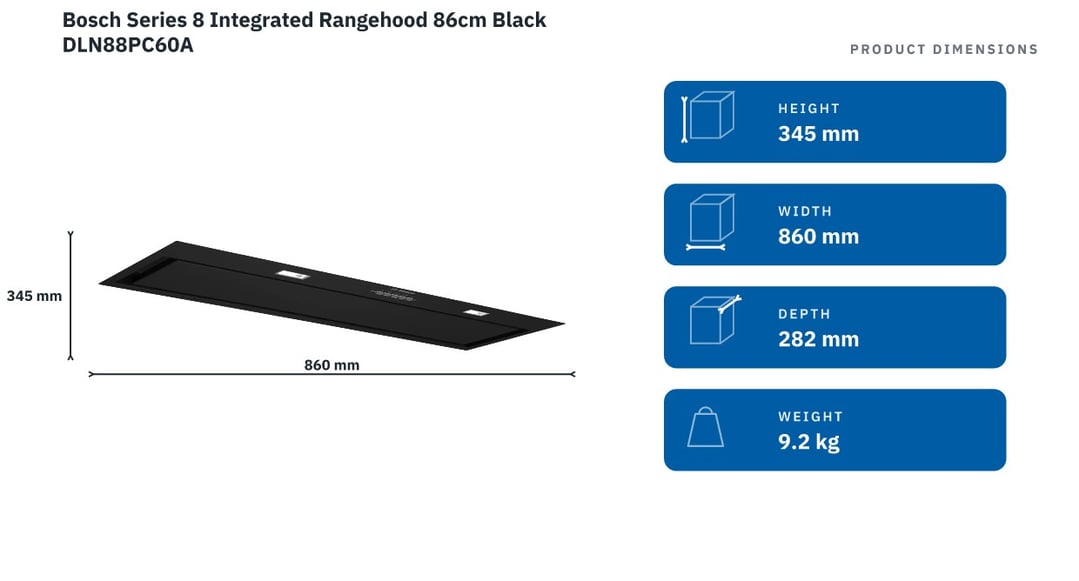 Bosch Series 8 Integrated Rangehood 86cm Black DLN88PC60A