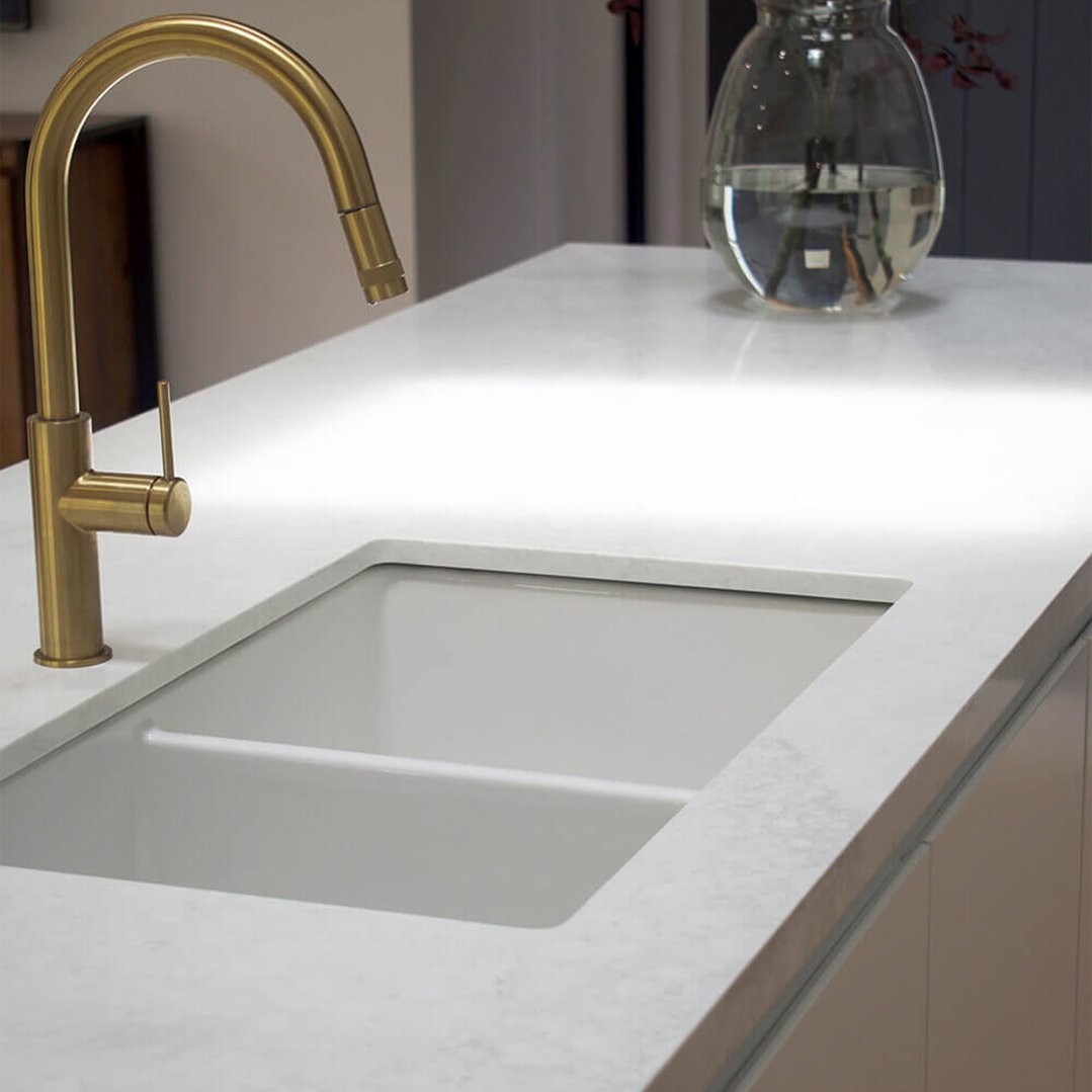 Turner Hastings Cuisine 85 x 46 Double Inset / Undermount Fine Fireclay Matte White Sink CUD853FS-MW