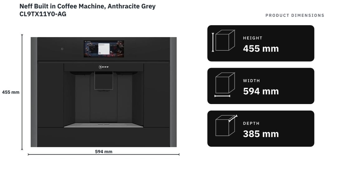 Neff Built in Coffee Machine, Anthracite Grey CL9TX11Y0-AG — product dimensions