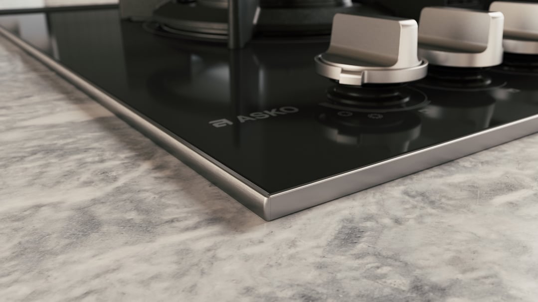 Asko 90cm Hob Gas 5 Burner Volcano Cooktop Black Glass HG8953BGD1