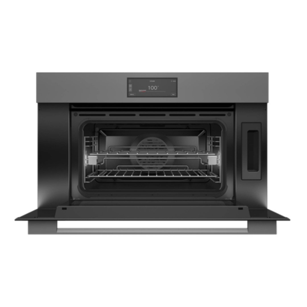 Fisher & Paykel 76cm Series 9, Minimal Compact Combi-Steam Oven, Grey Glass OS76NMUG3