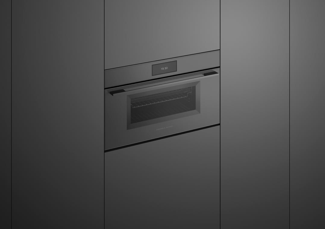Fisher & Paykel 76cm Series 9, Minimal Compact Combi-Microwave Oven, Grey Glass OM76NMUG3