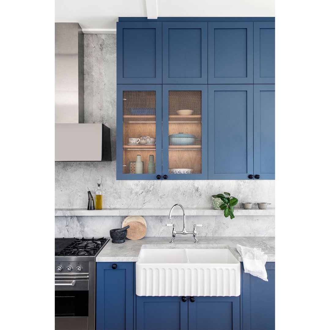 Turner Hastings Novi 85x46 Double Bowl Fireclay Butler Sink - Gloss White NO85FS