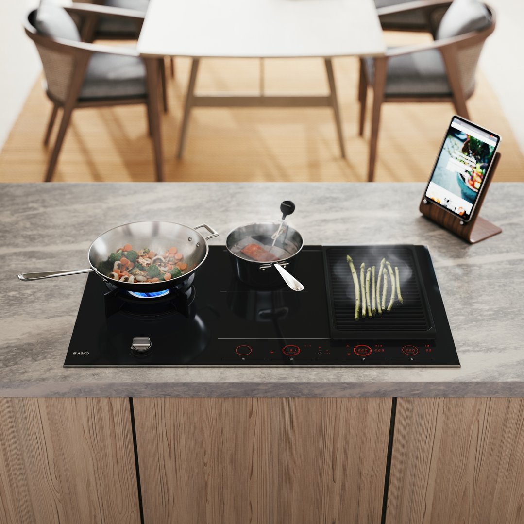 Asko 90cm Duo Fusion Combined Gas & Induction Cooktop - Black HIG89524BGD1