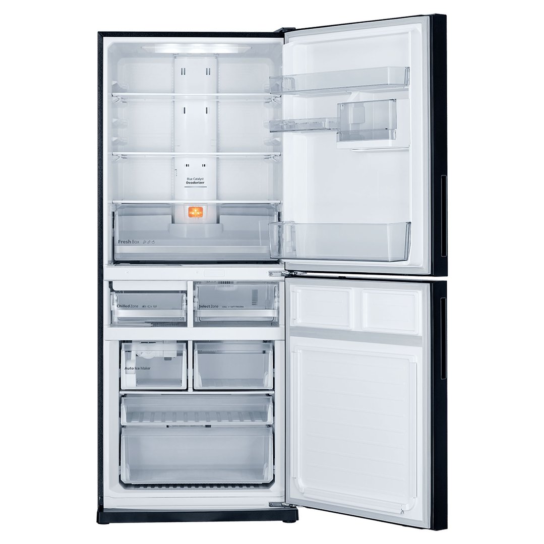 Mitsubishi Electric HGS Glass Series 421L Bottom Mount - Brilliant Black MR-HGS421EX-GBK-A