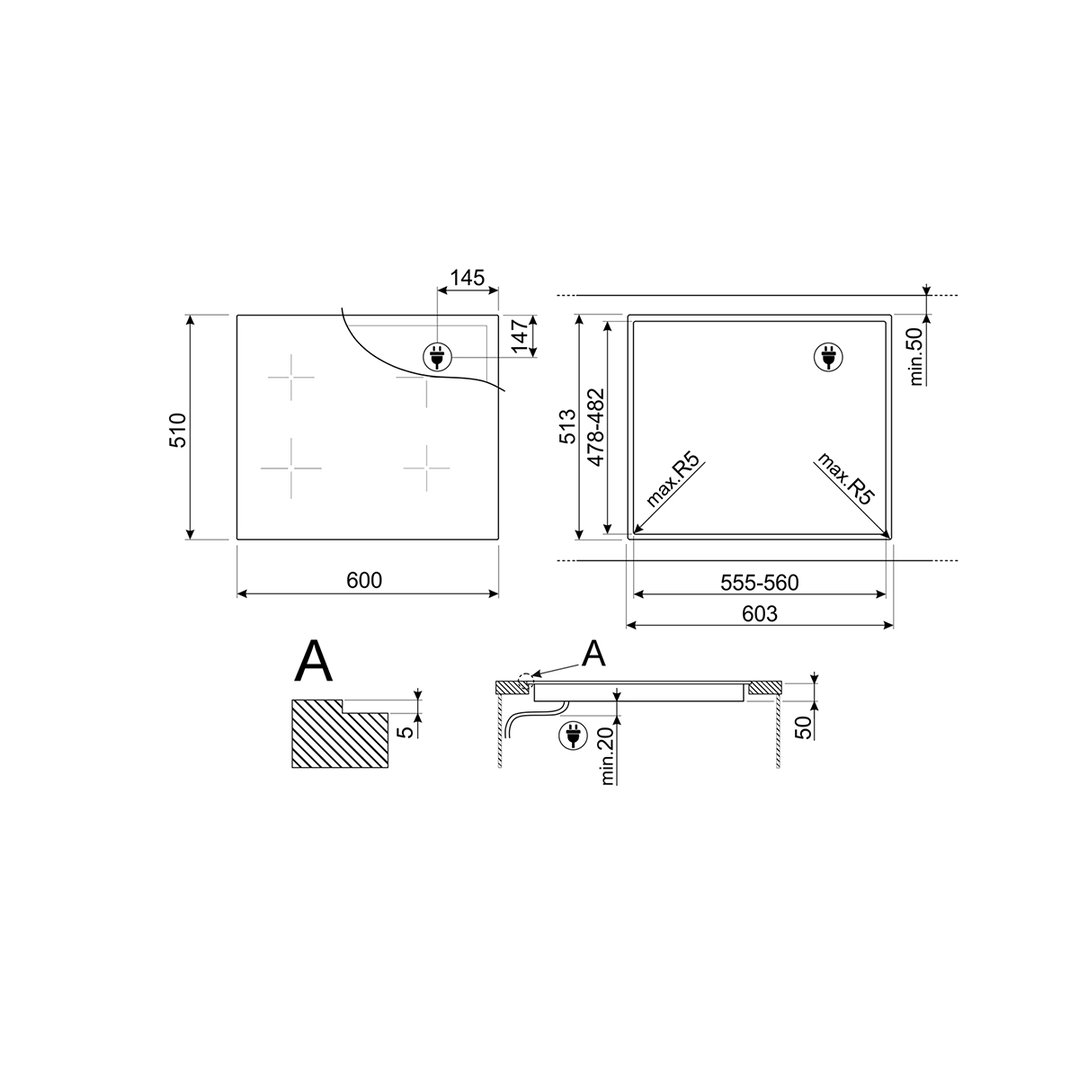 Smeg 60cm Induction Cooktop. SAI4634D