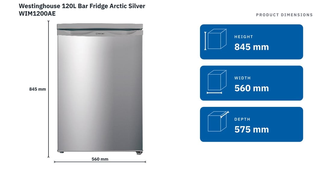 Westinghouse 120L Bar Fridge Arctic Silver WIM1200AE