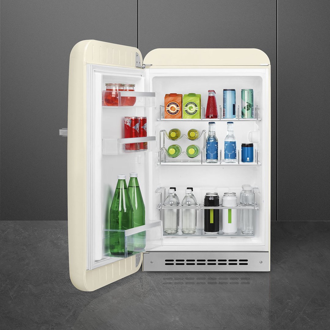 Smeg FAB 10 50's Style Retro Refrigerator, Happy Bar, Left Hand - Cream FAB10HLCR5AU