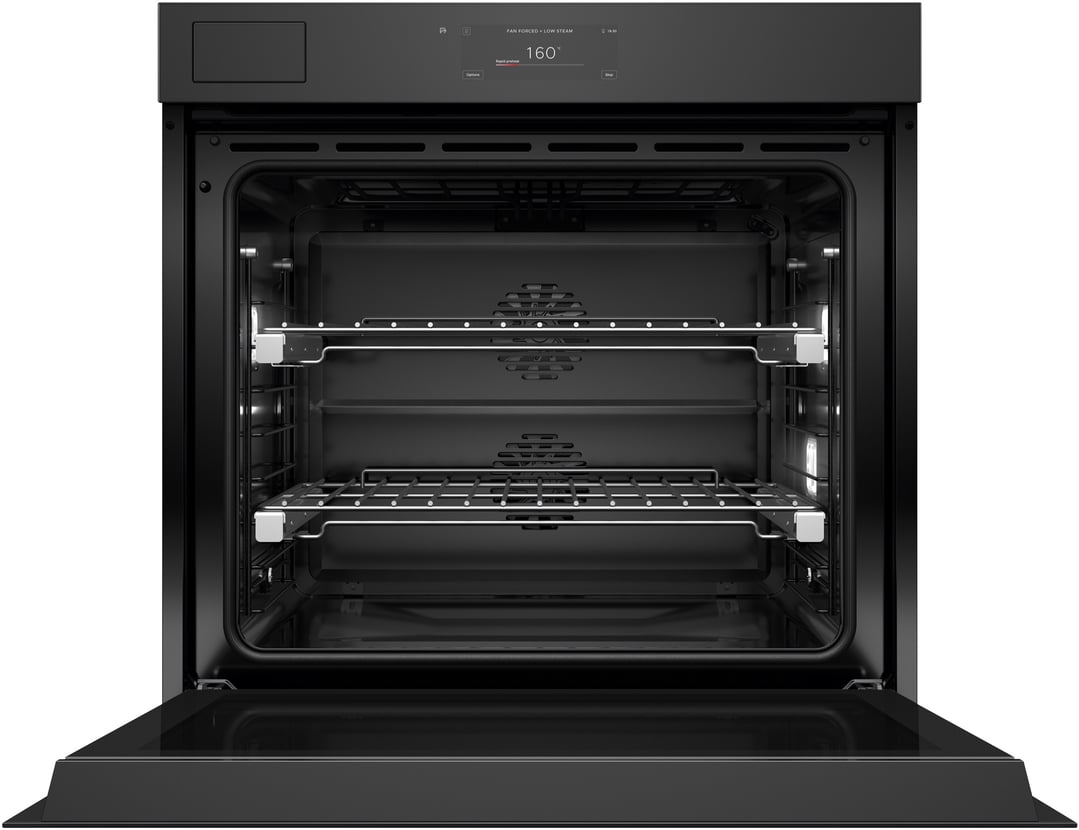Fisher & Paykel 76cm Series 11, Minimal Handleless Pyrolytic Steam Assist Oven, Black Glass OB76SMPSUNB3
